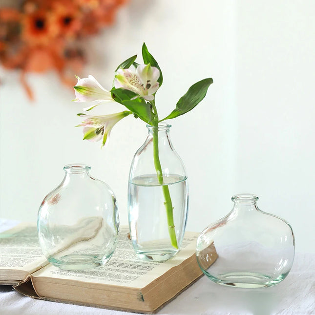 Retro Irregular Glass Flower Vase - Modern Decorative Table Ornament
