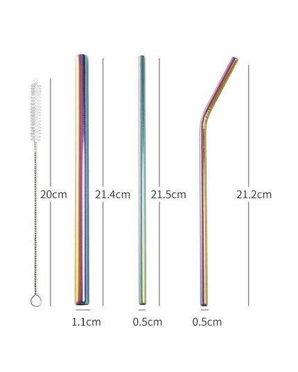 3pcs Reusable Stainless Steel Drinking Straws - Dishwasher Safe Set
