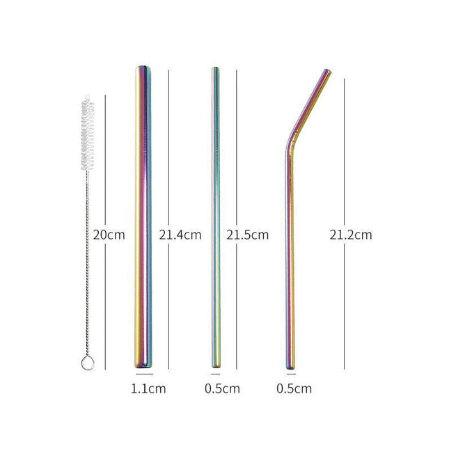 3pcs Reusable Stainless Steel Drinking Straws - Dishwasher Safe Set