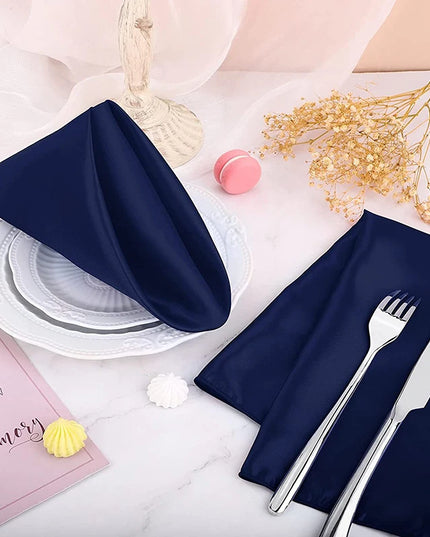 12pcs Satin Cocktail Napkins - 30x30cm Hemstitched Table Decor