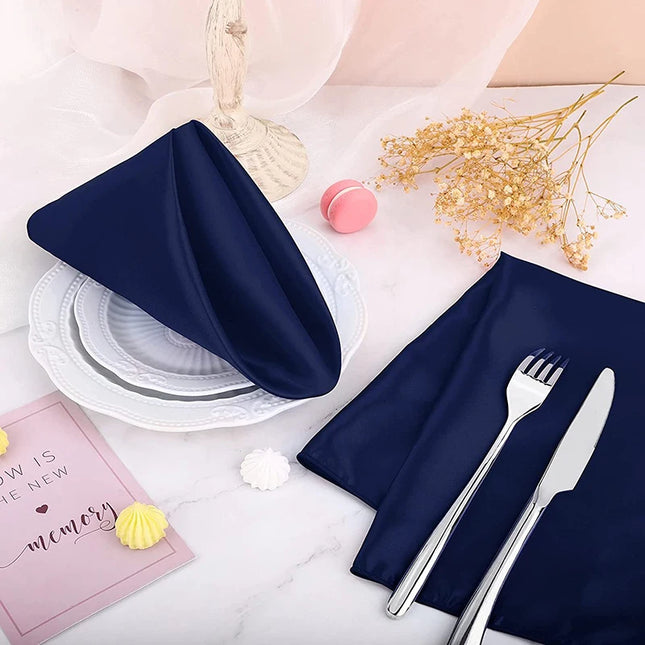 12pcs Satin Cocktail Napkins - 30x30cm Hemstitched Table Decor