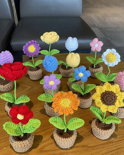 Handmade Crochet Flower Ornaments - Rose, Tulip, Daisy for Car Decor