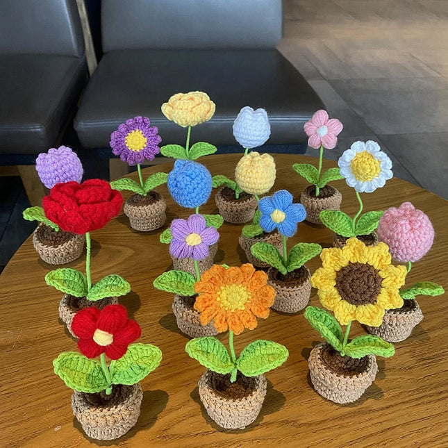 Handmade Crochet Flower Ornaments - Rose, Tulip, Daisy for Car Decor