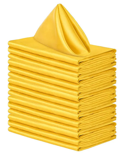 12pcs Satin Cocktail Napkins - 30x30cm Hemstitched Table Decor