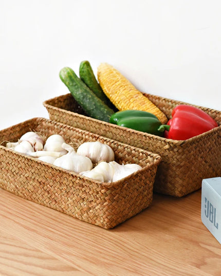 Handmade Woven Storage Basket - Eco-Friendly Picnic & Sundries Organizer