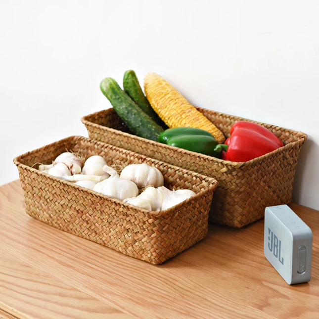 Handmade Woven Storage Basket - Eco-Friendly Picnic & Sundries Organizer
