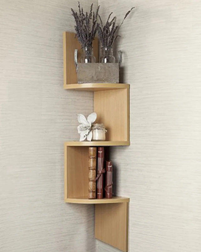 Haodirect Modern 3/5 Layer Wooden Corner Shelf for Home Decor