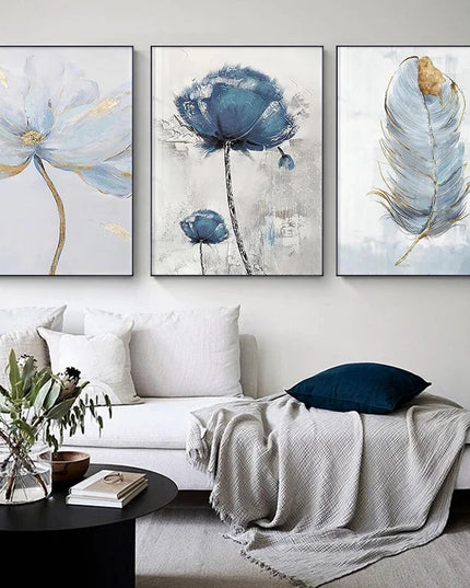 Scandinavian Flower Canvas Print - Abstract Wall Art for Living Room Decor