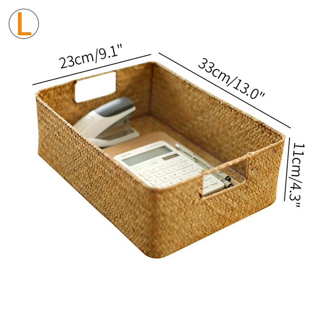 Handmade Woven Storage Basket - Eco-Friendly Picnic & Sundries Organizer