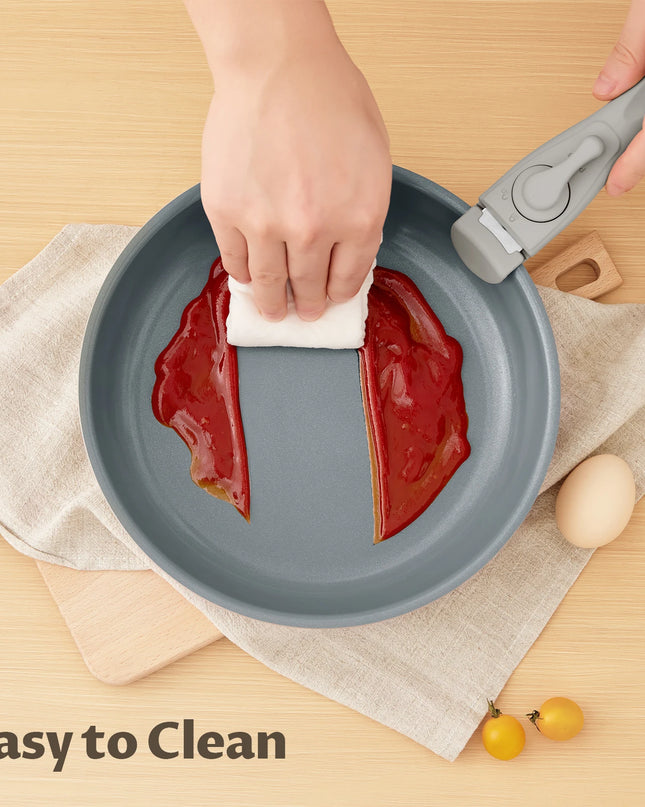 Non-Stick Frying Pan Set - 20/24/28 cm Removable Handles, Induction Compatible