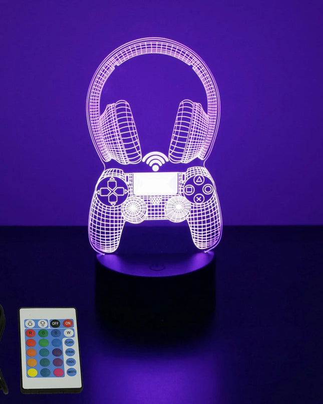 Neon Gamer 3D LED Night Light - RGB Cartoon Lamp for Bedroom