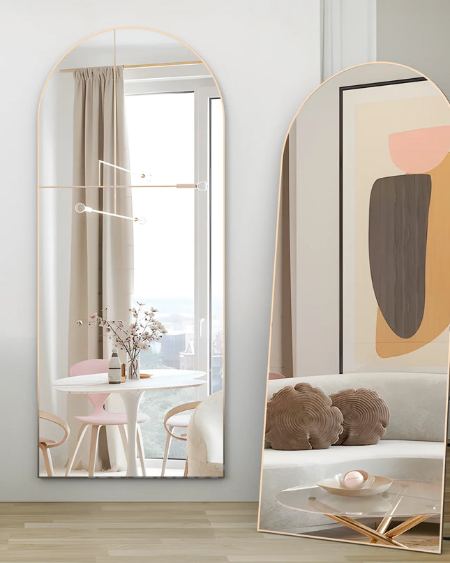 CASSILANDO Arched Full Length Mirror - Unique Black Metal Frame