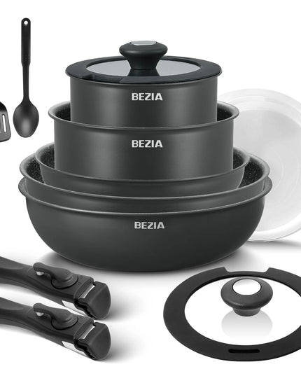 13-Piece Nonstick Induction Cookware Set - Removable Handles, All Hobs