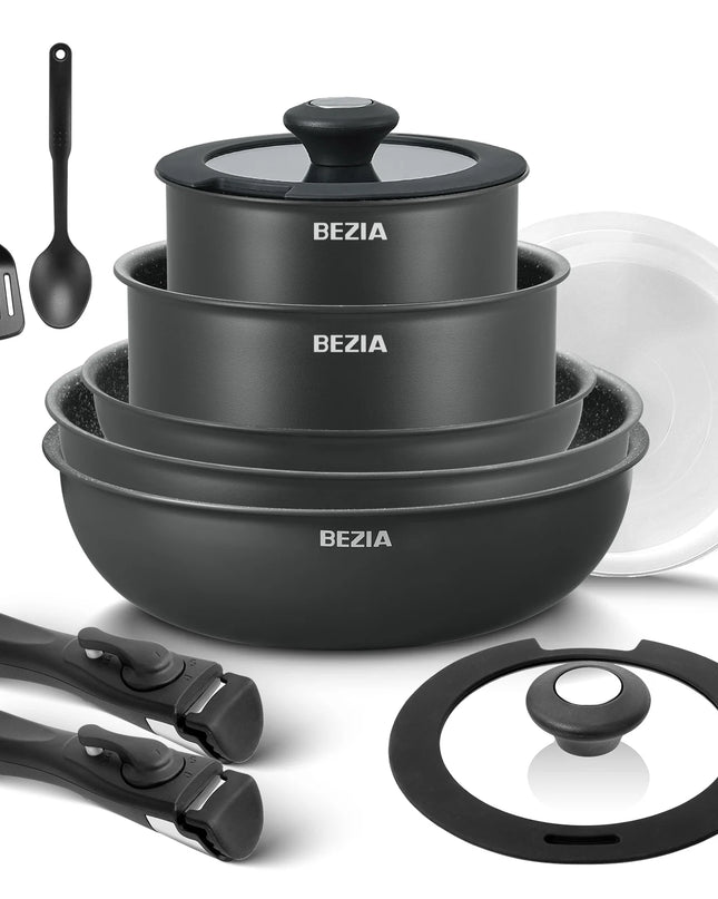 13-Piece Nonstick Induction Cookware Set - Removable Handles, All Hobs