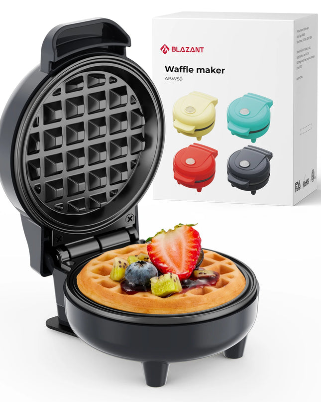 BLAZANT Mini Waffle Maker - Compact Nonstick Design for Quick Breakfast