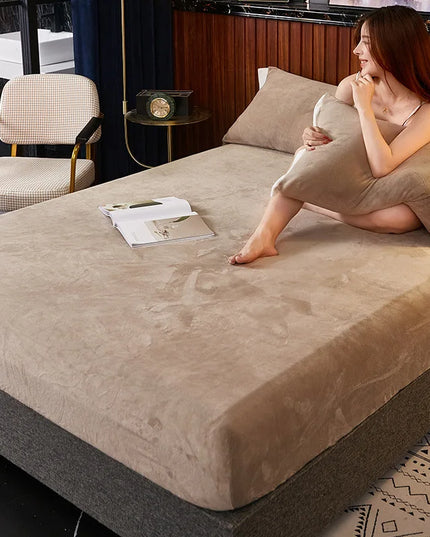 Anqianny Warm Thick Fitted Sheet - Adjustable Flannel Winter Cover