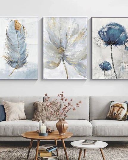 Scandinavian Flower Canvas Print - Abstract Wall Art for Living Room Decor
