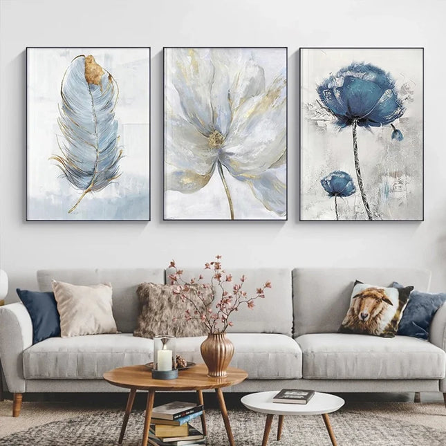 Scandinavian Flower Canvas Print - Abstract Wall Art for Living Room Decor