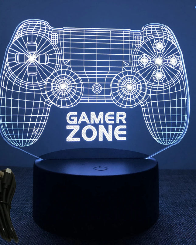 Neon Gamer 3D LED Night Light - RGB Cartoon Lamp for Bedroom