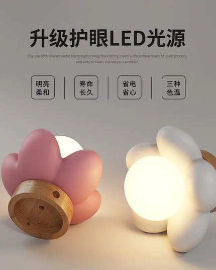 Modern Cream Wall Lamp for Children's Room - Simple Flower Design
