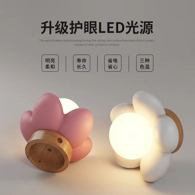Modern Cream Wall Lamp for Children's Room - Simple Flower Design