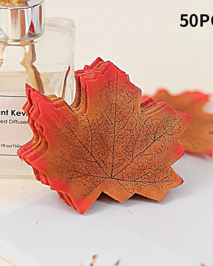 50-200Pcs Artificial Maple Leaves - Silk Decor for Weddings & Parties