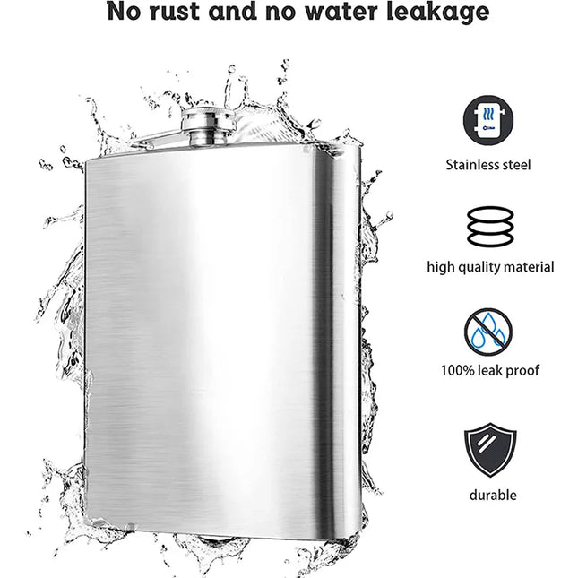 High-Quality Stainless Steel Hip Flask - 1-10 oz Portable Drinkware