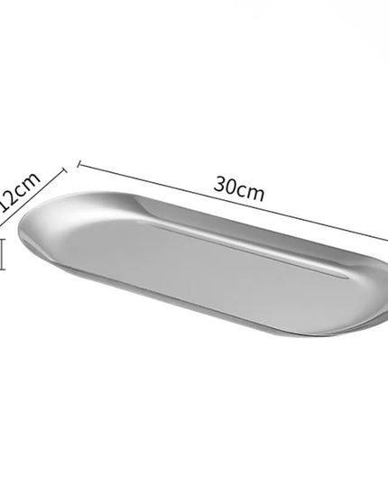 Oval Stainless Steel Gold Dining Plate - Perfect for Cakes & Snacks