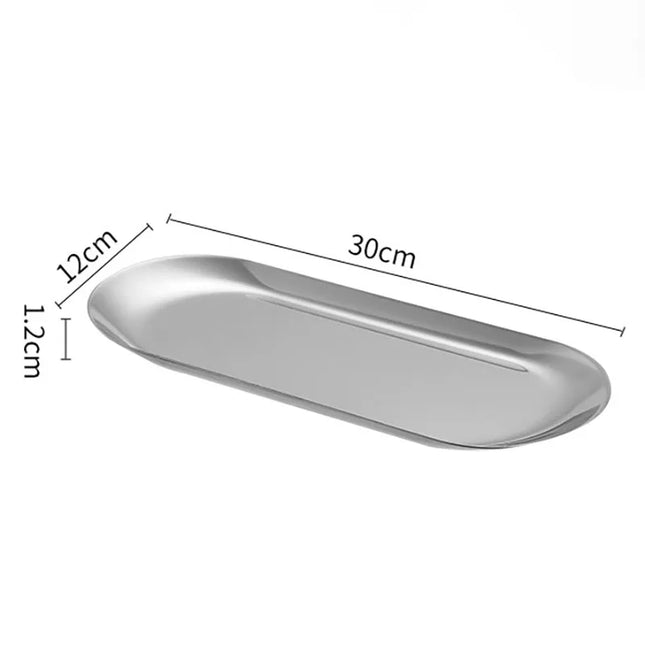 Oval Stainless Steel Gold Dining Plate - Perfect for Cakes & Snacks