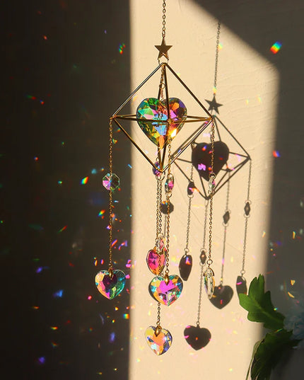 Sun Catchers Crystal Pendant Window Wind Chime Star Moon Light Catchers Rainbow Chaser Plated Colorful Hanging Drop Garden Decor