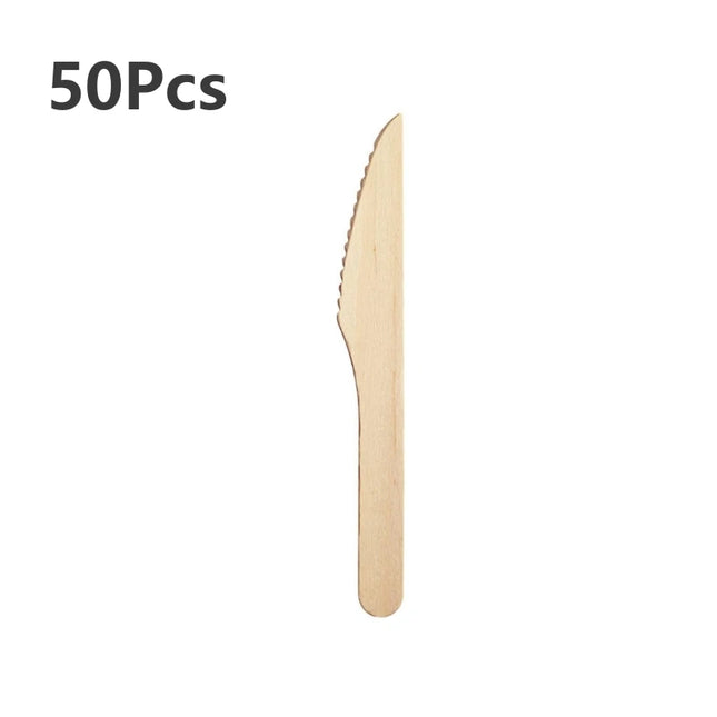 50Pcs Disposable Wooden Cutlery