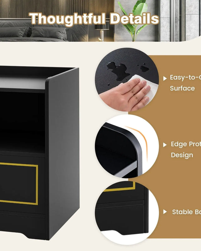 GOFLAME LED Nightstand - Modern Smart Bedside Storage Table