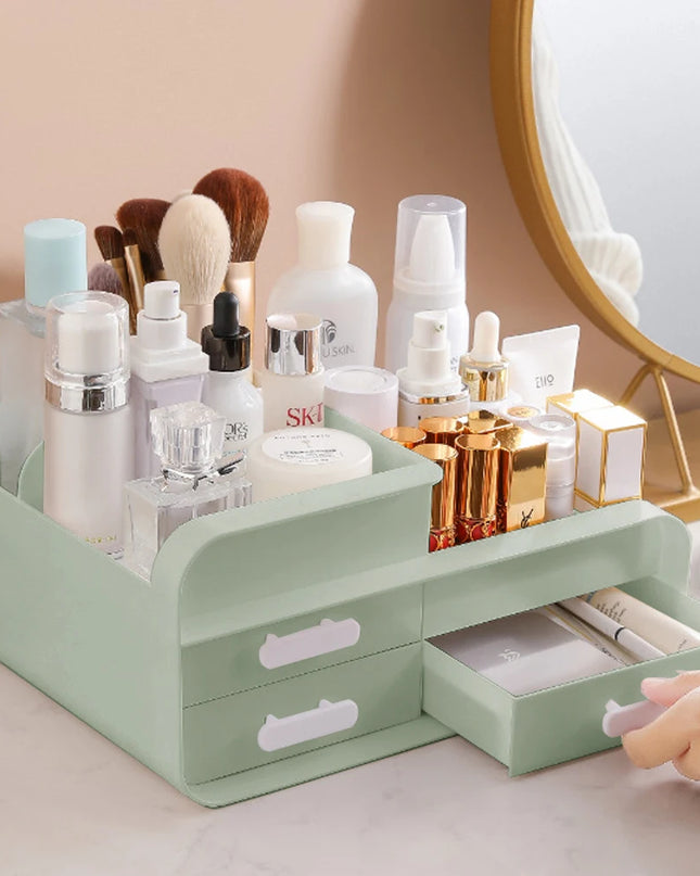 Modishion Multifunctional Cosmetic Storage Box - 9 Compartments, 3 Drawers