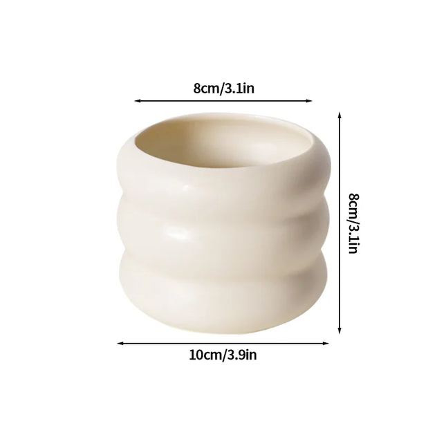 Cream Ceramic Flowerpot - Small Succulent Plant Pot for Home Decor