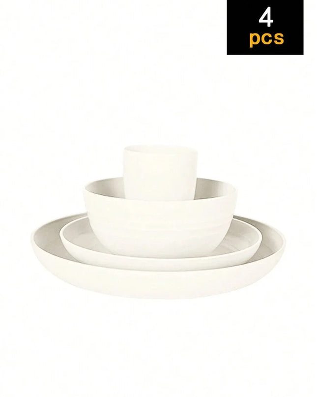 4/16/24pcs Reusable Tableware Set - Eco-Friendly Plates, Bowls, Cups
