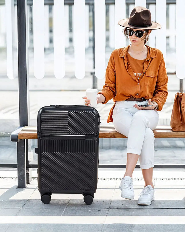 Modishion 20 Inch Carry-On Luggage - TSA Lock, USB Charging Port