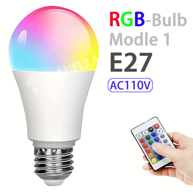 16 Colors RGB Bulb LED Multicolor Bulb E27 Base 220V Household Lighting Dimmable 
24 Key Remote Control Atmosphere Neon Light