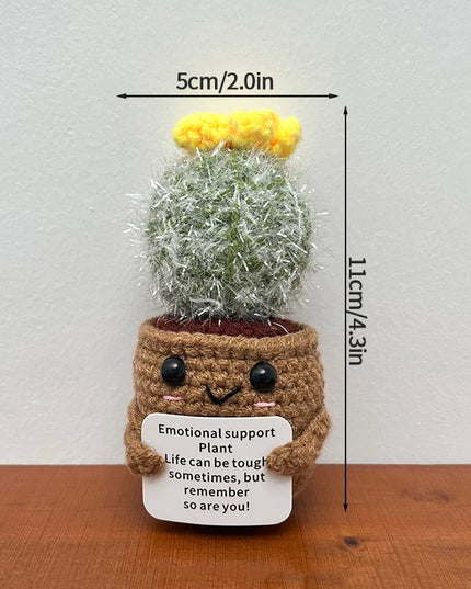 Handmade Crochet Sunflower Decor - Wool Potted Ornament for Auto Interior