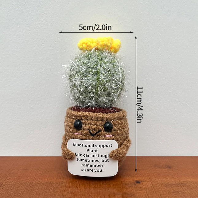 Handmade Crochet Sunflower Decor - Wool Potted Ornament for Auto Interior