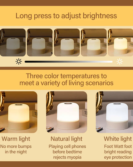 Rechargeable Touch LED Night Light - Dimmable USB Table Lamp