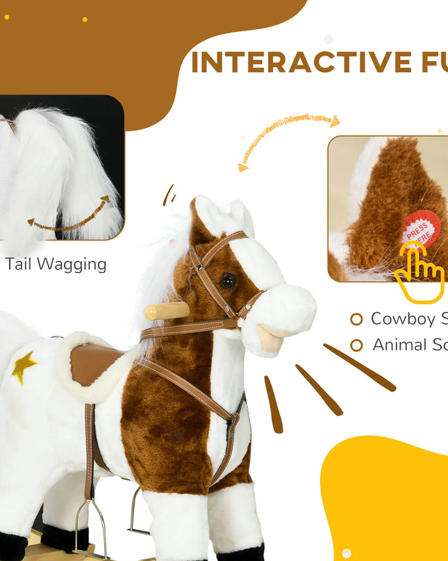 HOMCOM Rocking Horse with Music - Fun Ride On for Ages 3-6