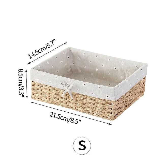 Woven Storage Baskets Organizers Picnic Breakfast Basket Laundry Box Sundries Storage Basket Desktop Cosmetics Snack Storage Box