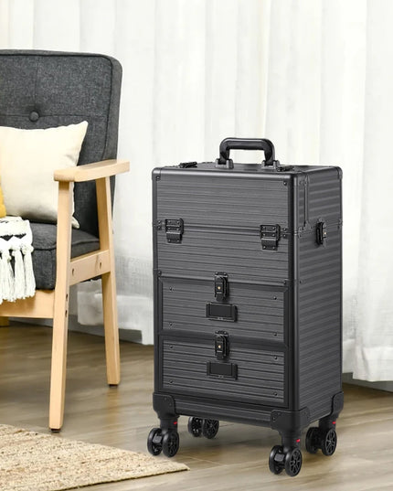 Modishion 3-in-1 Cosmetic Trolley Case - Portable Makeup Storage