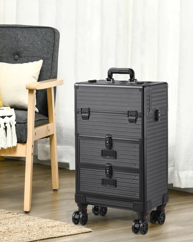 Modishion 3-in-1 Cosmetic Trolley Case - Portable Makeup Storage