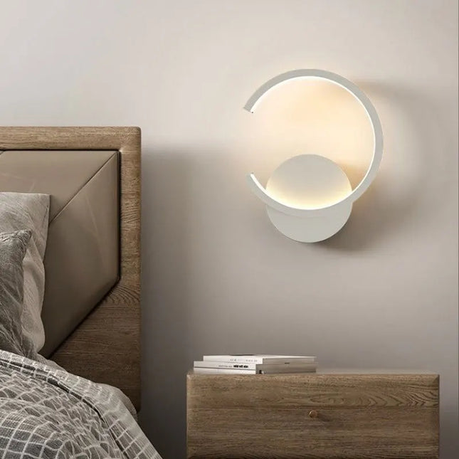 Modern LED Wall Light - Black & White Semicircle Design for Home