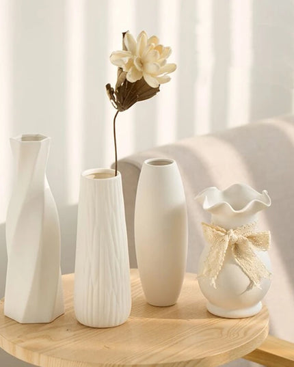 White Ceramic Nordic Vases - Elegant Decorative Flower Arrangements
