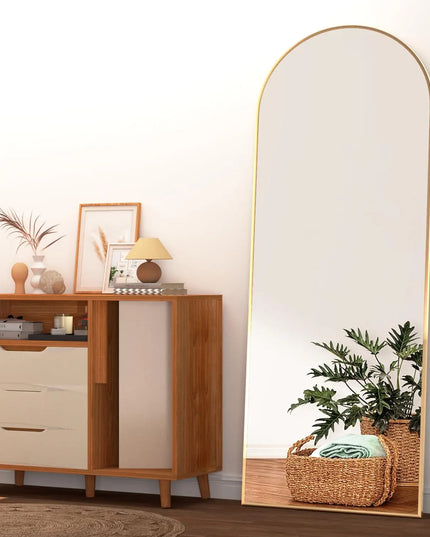 CASSILANDO 64" Arched Full Length Mirror - Stylish Gold Metal Frame