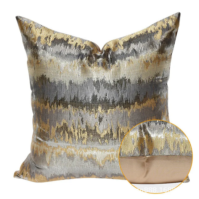 Luxury Gray Sofa Cushion Cover - Embroidered 20x20 Decorative Pillow