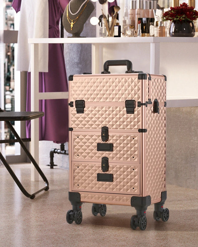 Modishion 3-in-1 Cosmetic Trolley Case - Portable Makeup Storage