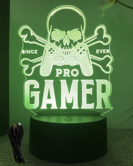 Neon Gamer 3D LED Night Light - RGB Cartoon Lamp for Bedroom